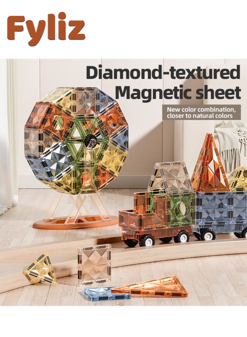 Fyliz Magnetic Tiles 57 Pcs Set for Kids 3D Magnet Building Blocks Educational STEM Toys for Kids Preschool (57PCS) - Image 2